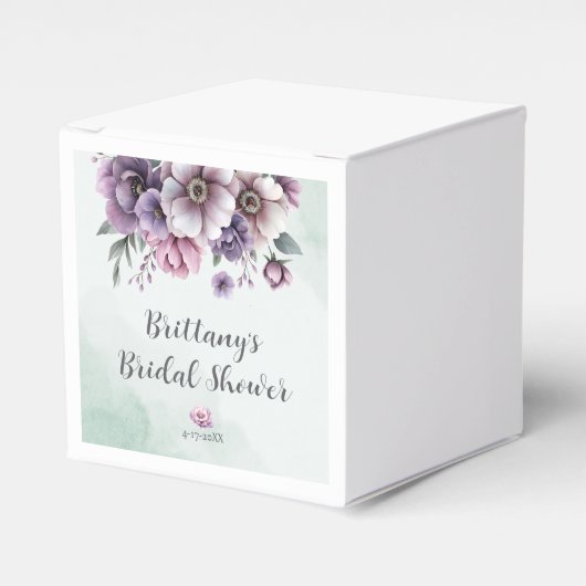 Bruidsfeest Lavendel & Groen Bloemendesign  Bedankdoosjes (Voorkant Zijde)