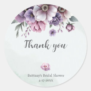 Bruidsfeest Lavendel & Groen Bloemendesign Ronde Sticker