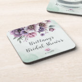 Bruidsfeest Lavendel & Groen Bloemmotief Bier Onderzetter (Linkerzijde)