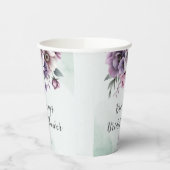 Bruidsfeest Lavendel & Groen Bloemmotief Papieren Bekers (Links)