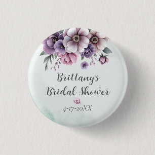 Bruidsfeest Lavendel & Groen Bloemmotief Ronde Button 3,2 Cm