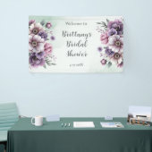 Bruidsfeest Lavendel & Groen Bloemmotief Spandoek (Beurs)