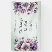 Bruidsfeest Lavendel & Groen Bloemmotief Spandoek (Verticaal)