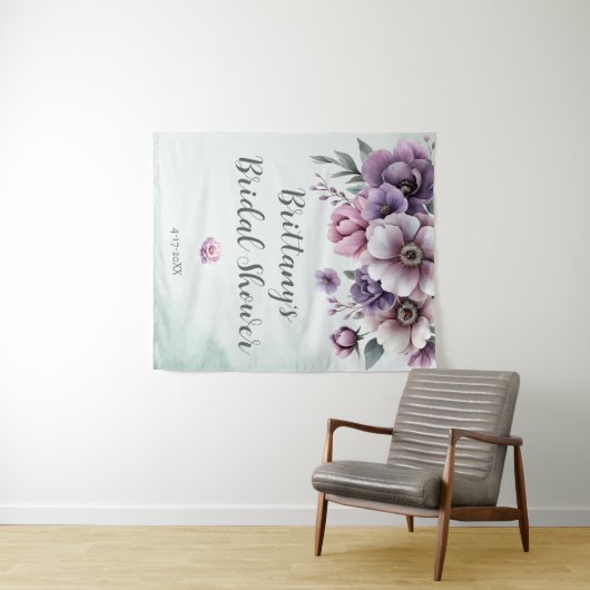 Bruidsfeest Lavendel & Groen Bloemmotief Wandkleed (In Situ (horizontaal))