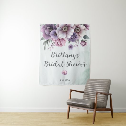 Bruidsfeest Lavendel & Groen Bloemmotief Wandkleed (In situ)