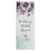 Bruidsfeest Lavendel & Groen Bloemmotief Wijn Cadeautas (Achterkant)