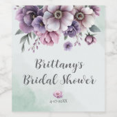 Bruidsfeest Lavendel & Groen Bloemmotief Wijn Etiket (Enkel label)