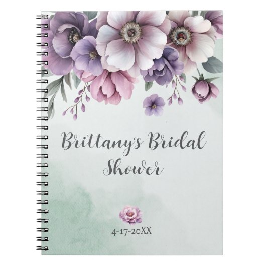 Bruidsfeest Lavendel & Groen Bloemstuk Notitieboek (Voorkant)