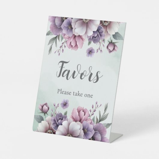 Bruidsfeest Lavendel & Groen Bloemstuk Reclamebord Met Voetstuk (Voorkant)