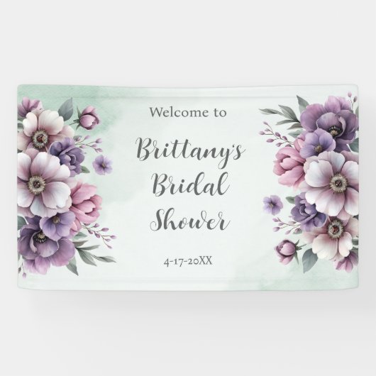 Bruidsfeest Lavendel & Groen Bloemstuk Spandoek (Horizontaal)