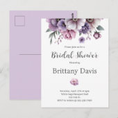 Bruidsfeest Lavendel Waterverf Bloemen Briefkaart (Voorkant / Achterkant)