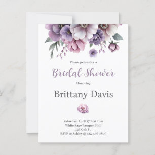 Bruidsfeest Lavendel Waterverf Bloemen Briefkaart