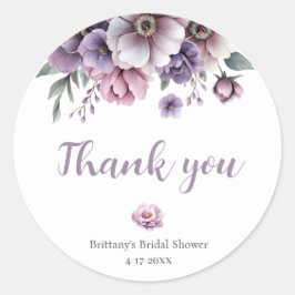 Bruidsfeest Lavendel Waterverf Bloemen  Ronde Sticker