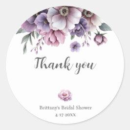 Bruidsfeest Lavendel Waterverf Bloemen  Ronde Sticker