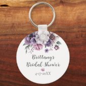 Bruidsfeest Lavendel Waterverf Bloemen Sleutelhanger (Voorkant)