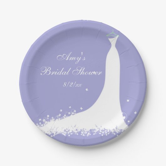 Bruidsfeest, Lavendel, Witte Vlinders Papieren Bordje (Voorkant)