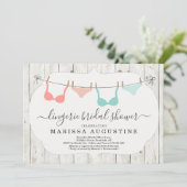 Bruidsfeest lingeriefeest - Rustic waslijn Kaart (Staand voorkant)