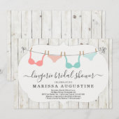 Bruidsfeest lingeriefeest - Rustic waslijn Kaart (Voorkant / Achterkant)
