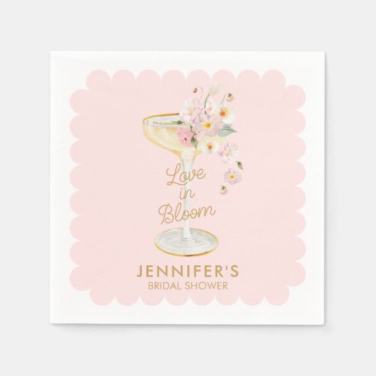 Bruidsfeest 'Love in Bloom' Roze Roos Servet (Voorkant)