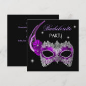 Bruidsfeest Masker Paars Zwart Kaart (Voorkant / Achterkant)