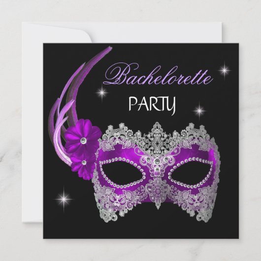 Bruidsfeest Masker Paars Zwart Kaart (Voorkant)