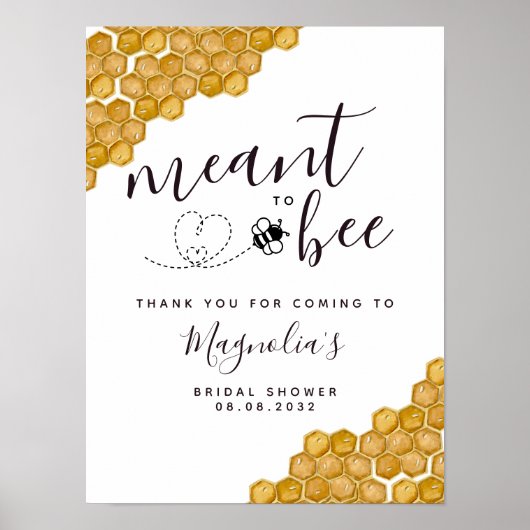 Bruidsfeest "Meant to Bee" Welkomstbord Poster (Voorkant)