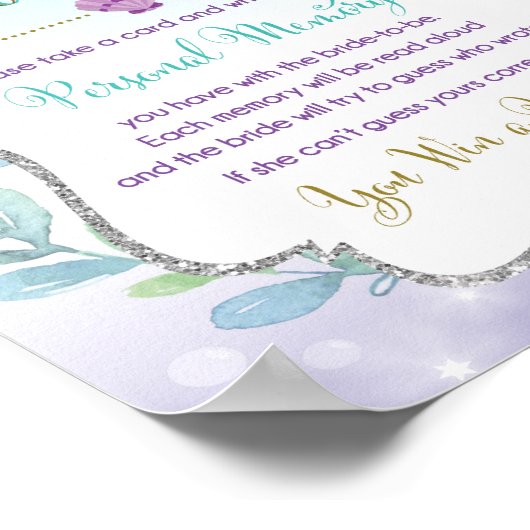 Bruidsfeest Mermaid spel Wie ben ik Geheugenspel Poster (Hoek)