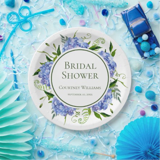 Bruidsfeest met Blauwe Hortensia's Papieren Bordje (Feest)