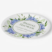 Bruidsfeest met Blauwe Hortensia's Papieren Bordje (Gekanteld)