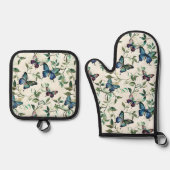 Bruidsfeest met Blauwe Vlinders Ovenwant & Pannenlap Set (Voorkant)