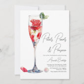 Bruidsfeest met Bloemblaadjes, Parels & Prosecco Kaart (Voorkant)
