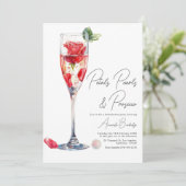 Bruidsfeest met Bloemblaadjes, Parels & Prosecco Kaart (Staand voorkant)