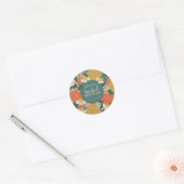 Bruidsfeest met bloemboeket ronde sticker (Envelop)