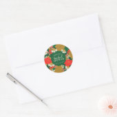 Bruidsfeest met bloemboeket ronde sticker (Envelop)