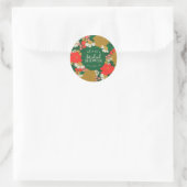 Bruidsfeest met bloemboeket ronde sticker (Tas)