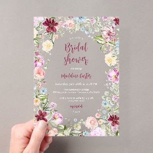 Bruidsfeest met Bloemen in de Schitterende Tuin Acryl Uitnodigingen