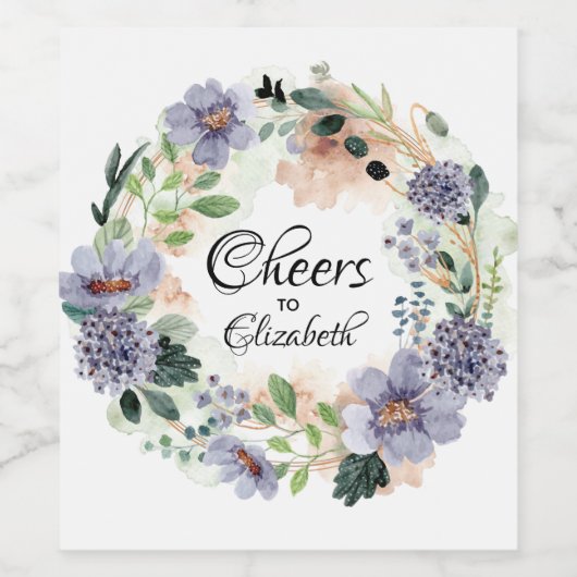 Bruidsfeest met bloemenkrans wijn etiket (Enkel label)