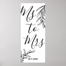 Bruidsfeest met bloemige Ms tot Mrs Poster