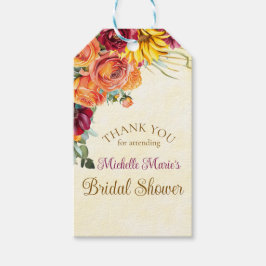 Bruidsfeest met Bloemrijke Herfst Cadeaulabel