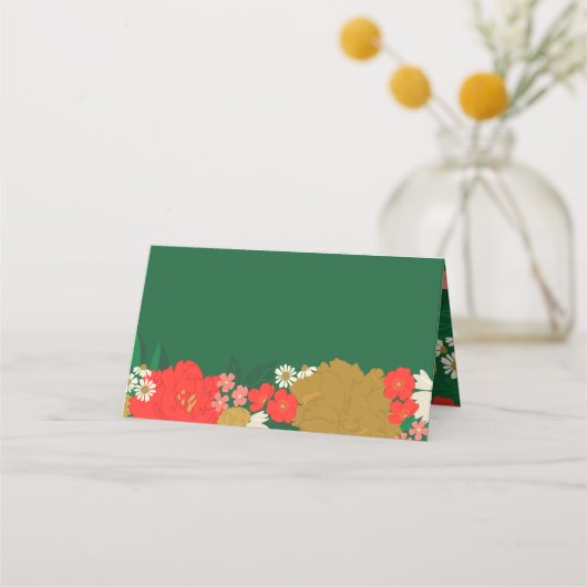 Bruidsfeest met bloemstukken plaatskaartje (Voorkant)
