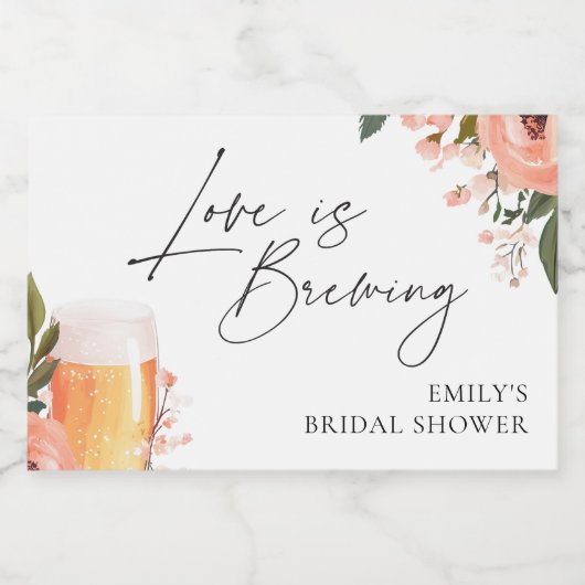 Bruidsfeest met een bierliefde die borrelt sparkling wijnetiket (Enkel label)