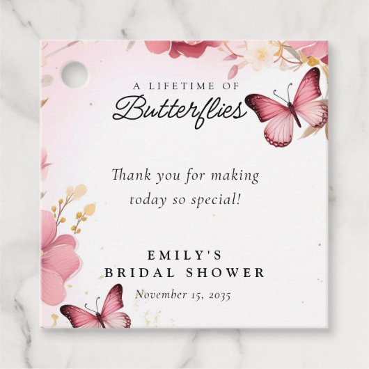 Bruidsfeest met een Leven Vol Vlinders Bedankjes Labels (Voorkant)