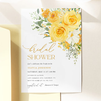 Bruidsfeest met gele bloemen en rozen kaart
