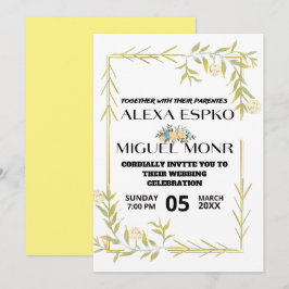 Bruidsfeest met gele bloemen kaart