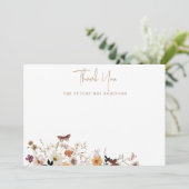 Bruidsfeest met herfstbloemen vlak bedankkaart (Staand voorkant)