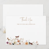 Bruidsfeest met herfstbloemen vlak bedankkaart (Voorkant / Achterkant)