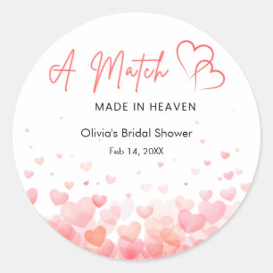 Bruidsfeest met het thema Hartjes, een Match Made  Ronde Sticker