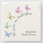 Bruidsfeest met Hij Geeft Me Vlinders Stenen Onderzetter (Voorkant)