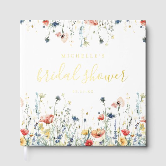 Bruidsfeest met levendige wilde bloemen gastenboek (Voorkant)