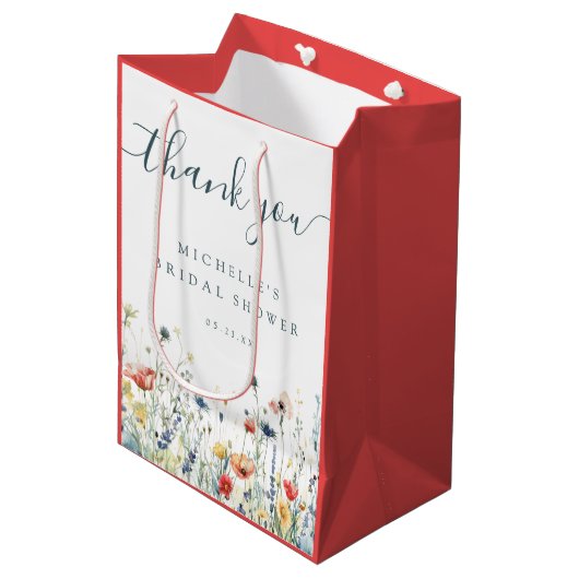 Bruidsfeest met levendige wilde bloemen medium cadeauzakje (Voorkant Gekanteld)